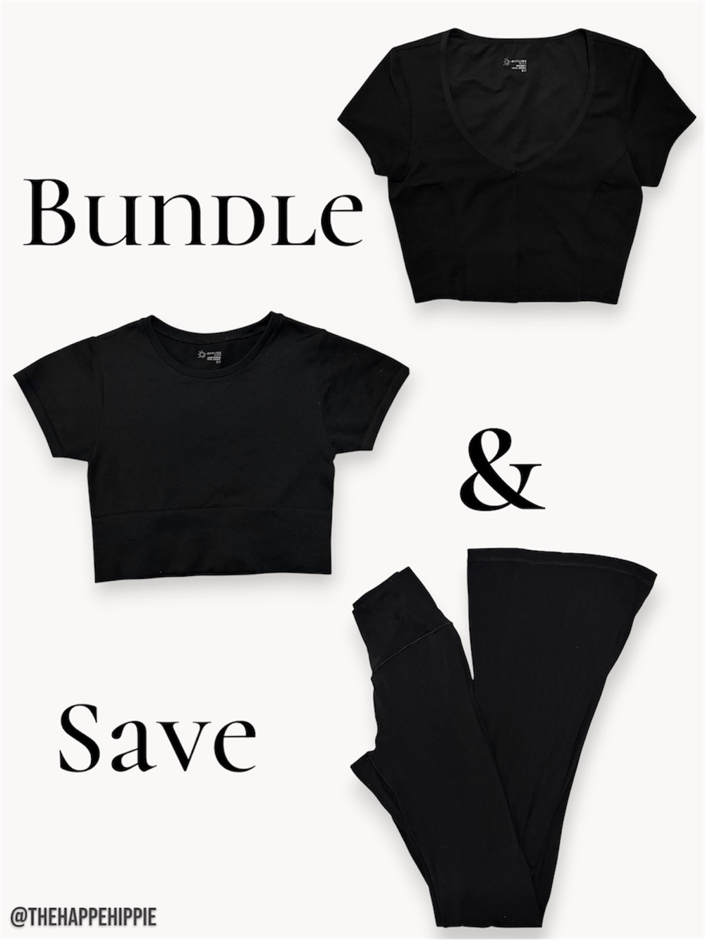 Offline by Aerie - Black Bootcut Flare Pants & Crop Top Bundle 🖤